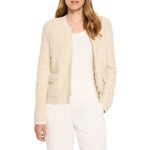 Nic+Zoe Womens Nic + Zoe Diamond Detail Sherpa Wool-Blend Jacket